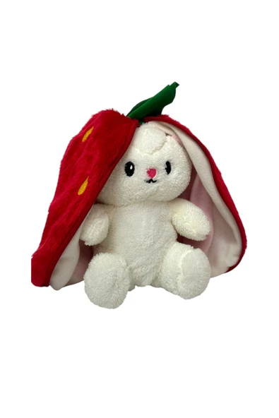 2 Adet Sevimli Çilek Tavşan Peluş Çantalı Hediyelik 50 cm Oyuncak - 6