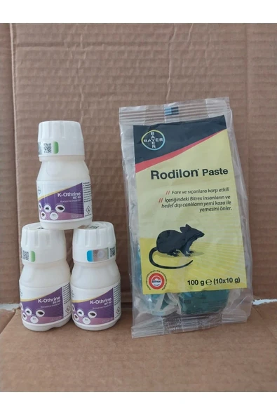 K Othrine 50 Ml Haşere Ilaci 3 Adet + Rodilon Pasta 100 Gr Fare Zehiri 1 Adet