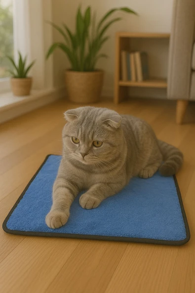 Yumuşak Dokulu Peluş Kedi Halısı 40x40 cm Kulübe İçi Pofuduk Minder