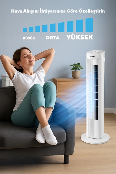 KUMTEL KTF-258W Kule Vantilatör - Beyaz - 5
