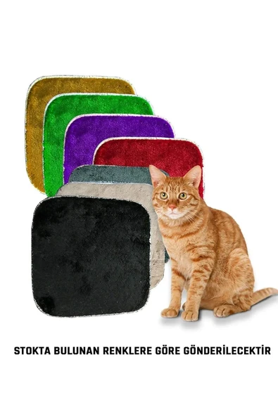 Yumuşak Dokulu Peluş Kedi Halısı 40x40 cm Kulübe İçi Pofuduk Minder - 5