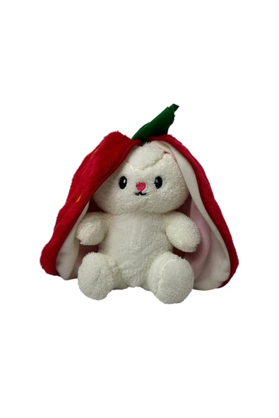 2 Adet Sevimli Çilek Tavşan Peluş Çantalı Hediyelik 50 cm Oyuncak - 2