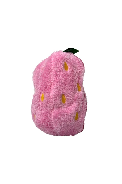 Sevimli Çilek Tavşan Peluş Çantalı Hediyelik 50 cm Oyuncak - 5
