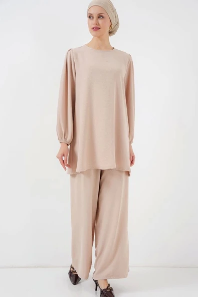 Ayrobin Tunik Pantolon Alt Üst Takım 6712 - Krem - 4