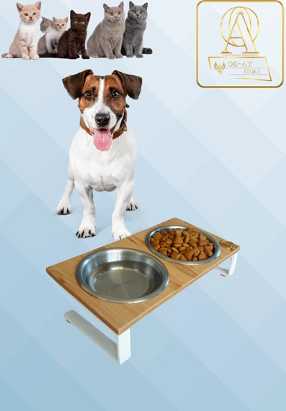 Kedi ve Köpekler İçin Mama ve Su Standı - Yüzde 10 Eğimli, Yüksek Kalite ve Sağlıklı Tasarım