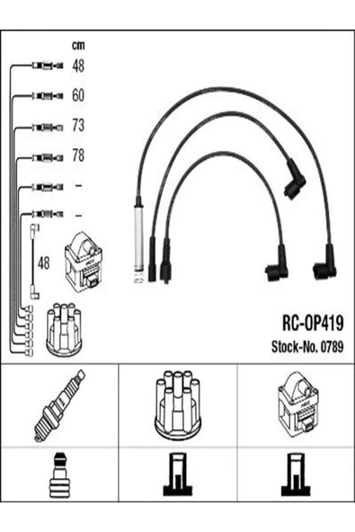 0789 (RC-OP419) Buji Kablosu Set Astra F C14nz 1212607 Rcop419 (WA871783) ürün görseli 1