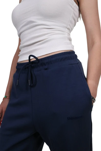 Kadın Modal Kumaş Cepli Lacivert Jogger Pantolon - 3