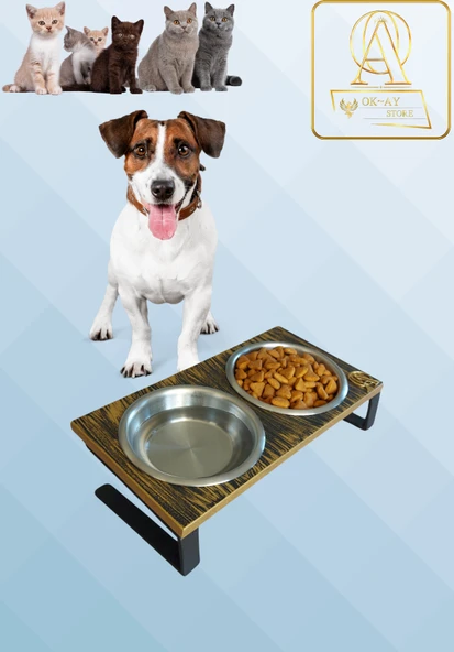 Kedi ve Köpekler İçin Mama ve Su Standı - Yüzde 10 Eğimli, Yüksek Kalite ve Sağlıklı Tasarım - 1