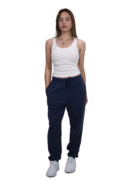 Kadın Modal Kumaş Cepli Lacivert Jogger Pantolon - 2
