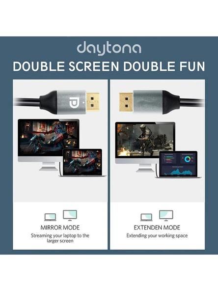 Daytona ZR832 Display Port To Display Port 8k 240HZ Görüntü Aktarım Kablosu 1.5 Metre - Resim 4