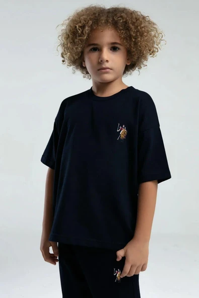 U.S. Polo Assn. 2119 Erkek Çocuk Logolu Bisiklet Yaka Kısa Kollu Şortlu Pijama Takım - 2