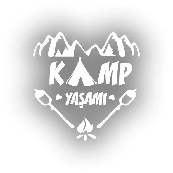 Kamp  Yaşamı Araba Sticker 17x17 Cm Beyaz ürün görseli