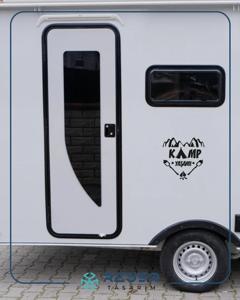 Kamp Yaşamı Araba Sticker 17x17 Cm Siyah - Resim 4