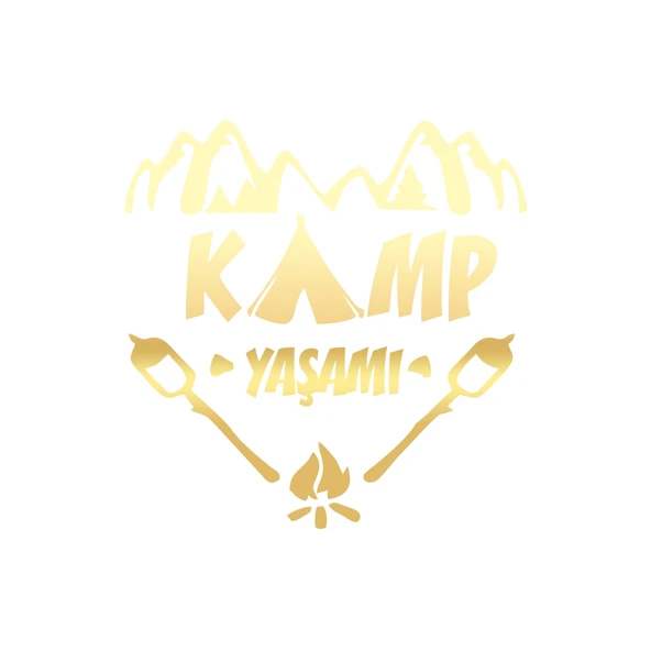 Kamp  Yaşamı Araba Sticker 17x17 Cm Gold ürün görseli