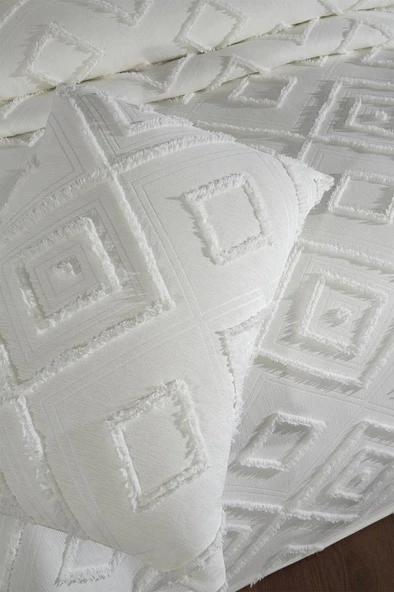 Çeyiz Diyarı Samira 3 Parça Çift Kişilik Pike Takımı Krem - Resim 6