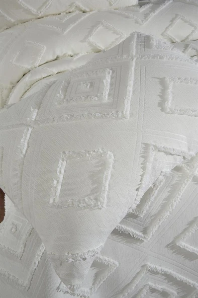 Çeyiz Diyarı Samira 3 Parça Çift Kişilik Pike Takımı Krem - Resim 4