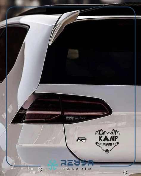 Kamp Yaşamı Araba Sticker 17x17 Cm Siyah - Resim 3