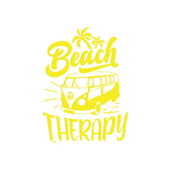 Beach Therapy Araba Sticker 17x17 Cm Sarı