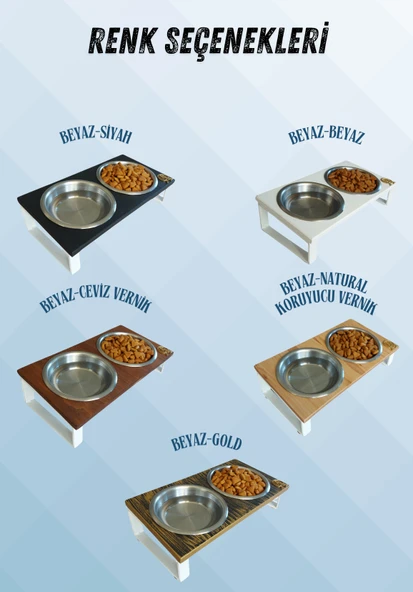 Kedi ve Köpekler İçin Mama ve Su Standı - Yüzde 10 Eğimli, Yüksek Kalite ve Sağlıklı Tasarım - Resim 3