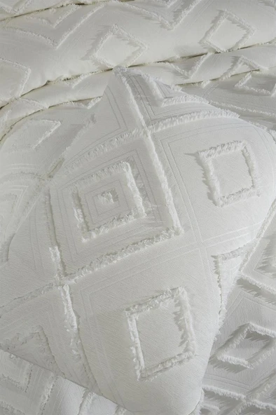 Çeyiz Diyarı Samira 3 Parça Çift Kişilik Pike Takımı Krem - Resim 5