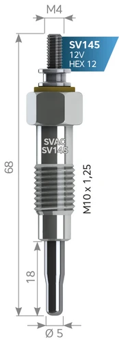 Svac Sv145 Isıtma Kızdırma Bujisi Forklıft Kubato Yanmar Gj84Nı