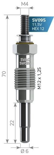 Svac Sv095 Isıtma Kızdırma Bujisi Sprinter Vıto Gx70 0011590001 ürün görseli 1