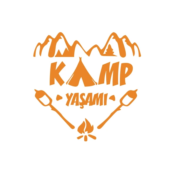 Kamp  Yaşamı Araba Sticker 17x17 Cm Turuncu