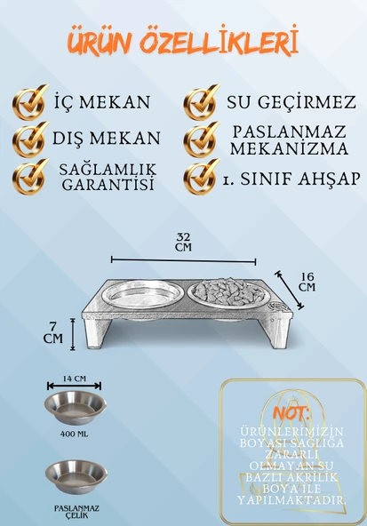 Kedi ve Köpekler İçin Dayanıklı Mama ve Su Standı Sağlıklı ve Şık Tasarım - 5