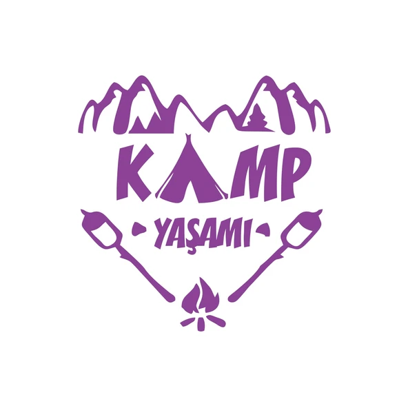 Kamp  Yaşamı Araba Sticker 17x17 Cm Mor ürün görseli