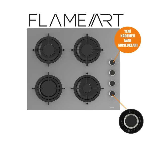 Ferre FRYART-SILENTART Serisi Gri Set (CS208-FA + QEP63CPR +D079-SA ) - Emaye Izgara / Kademeli Musluk - 3