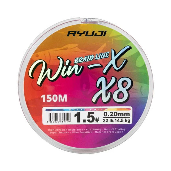 RYUJI WINX  X8 150M MULTI COLOR İP MİSİNA  Standart 0.20mm - 2
