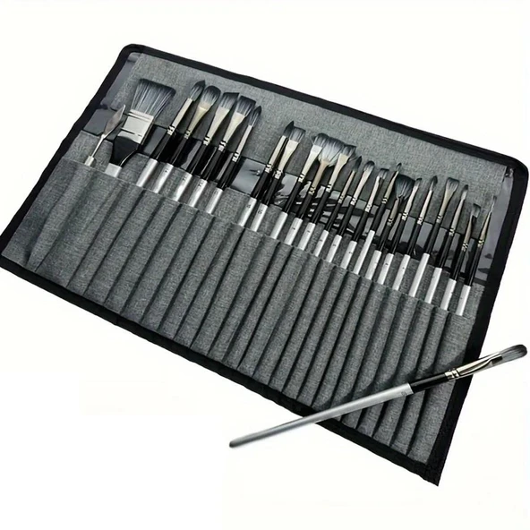 24 adet Parçadan Oluşan Profesyonel Boya Fırça Seti
