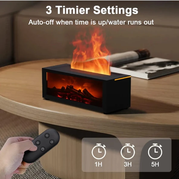 Şömine Hava Nemlendirici Buhar Makinesi ve Aroma Difüzörü Kumandalı 150 ml Ultrasonik - 2