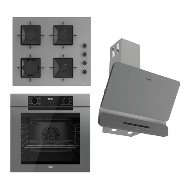 Ferre FRYART-SILENTART Serisi Gri Set (SS208 + QEP63CPR +D082-SA ) - Emaye Izgara