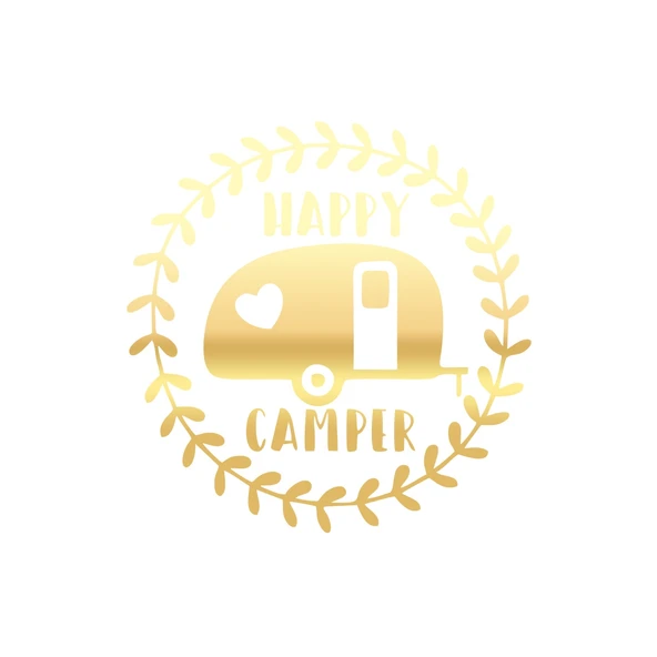 Happy Camper Sticker 17x17 Cm Gold ürün görseli