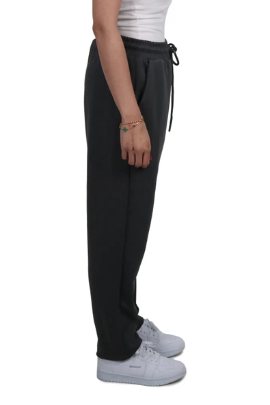 Kadın Modal Kumaş Lastikli Paça Gri Jogger Pantolon - 4