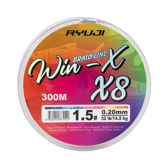 RYUJI WINX  X8 300M MULTI COLOR İP MİSİNA  Standart 0.23mm - 3