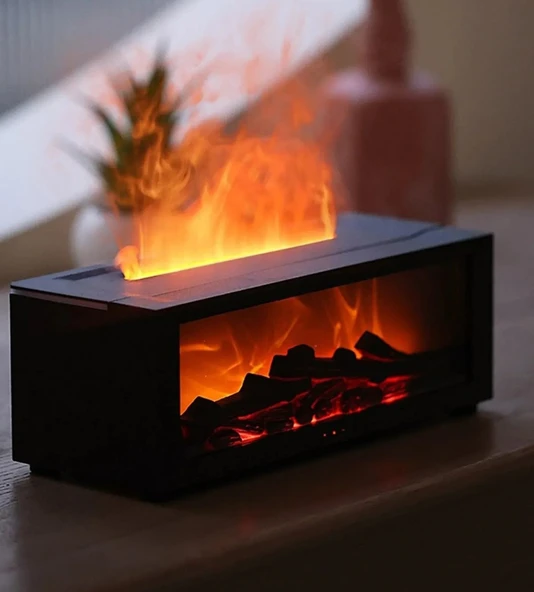 Şömine Hava Nemlendirici Buhar Makinesi ve Aroma Difüzörü Kumandalı 150 ml Ultrasonik