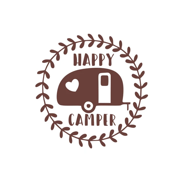 Happy Camper Sticker 17x17 Cm Kahverengi ürün görseli