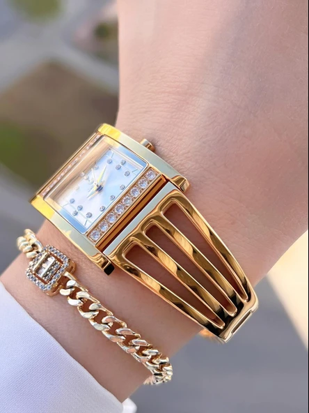 By Revello Grinicci Kaburga Tasarım 2 Yıl Garantili 5 Atm Suya Dayanıklı Kadın Kol Saati GRC.102.M01 - Resim 2