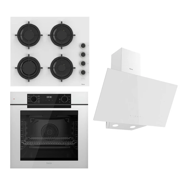 Ferre STEAMART-FRYART Serisi Beyaz Set (CS206-FA + QEP63CB +D078 ) - Emaye Izgara