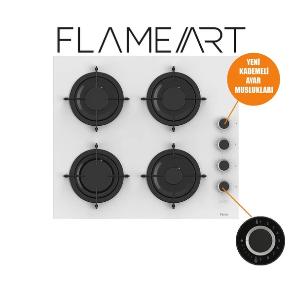 Ferre STEAMART-FRYART-SILENTART Serisi Beyaz Set (CS206-FA + QEP63CB +D064-SA ) - Emaye Izgara - 3