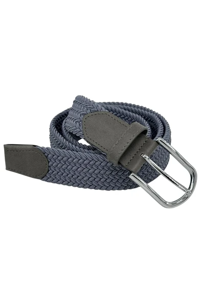 Antrasit Füme Elastik Esnek Unisex 3.5 cm.lik Spor Örgü Kemer - 8500-17 - 2