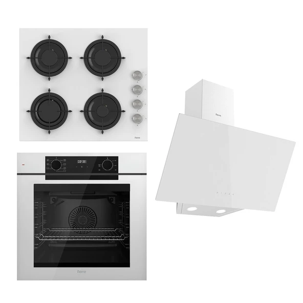 Ferre STEAMART-FRYART Serisi Beyaz Set (CS206 + QEP63CB +D078 ) - Emaye Izgara