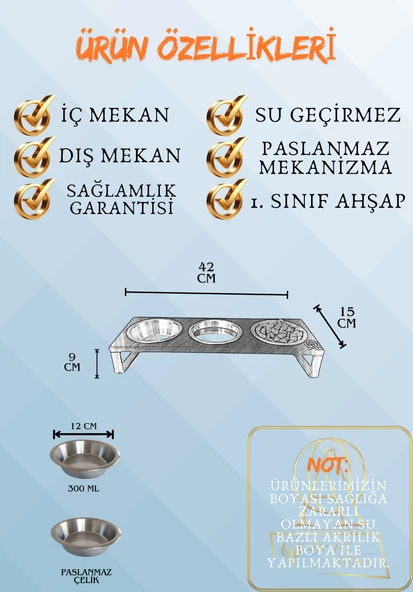 Kedi ve Köpekler İçin Dayanıklı Mama ve Su Standı Sağlıklı ve Şık Tasarım - Resim 4