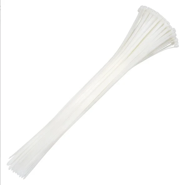 Kablo Bağı- Plastik Kelepçe - 3,6X 370 mm - Cırt Kelepçe Beyaz 100’lü Paket