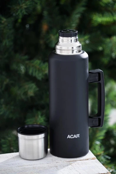 Acar Karat X Serisi Paslanmaz Çelik 1,5 Lt Kamp Termos Siyah TMS-08369 - 2
