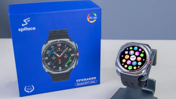 Spiface Sp7 Ultra Amoled Ekran Akıllı Saat Uzun Pil Ömürlü SİYAH KASA