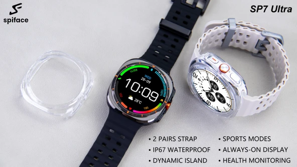 Spiface Sp7 Ultra Amoled Ekran Akıllı Saat Uzun Pil Ömürlü SİYAH KASA - 4