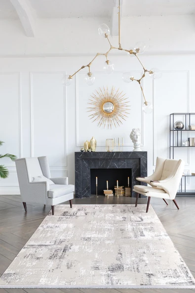 İpek Halı Özel Ölçü Yolluk Halısı 100x400 Sihir 17354 Gri - Resim 2